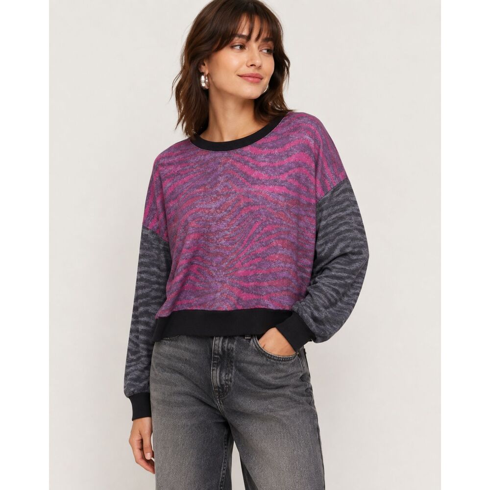 Terez “Show Your Stripes” Zebra Metallic Pullover